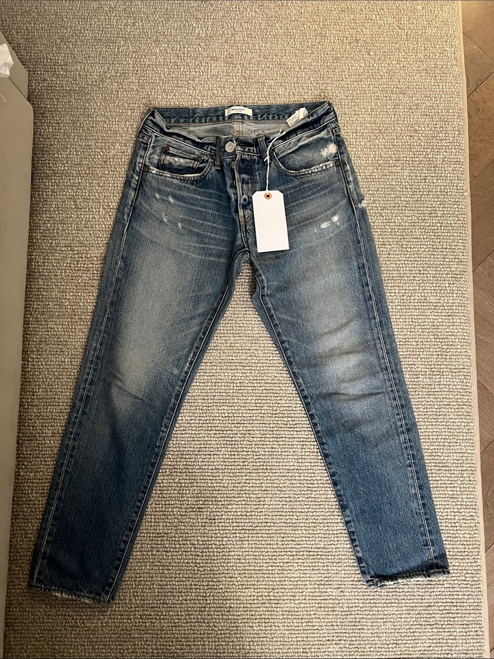 Moussy Washed Blue Boyfriend Jeans with Light Distress